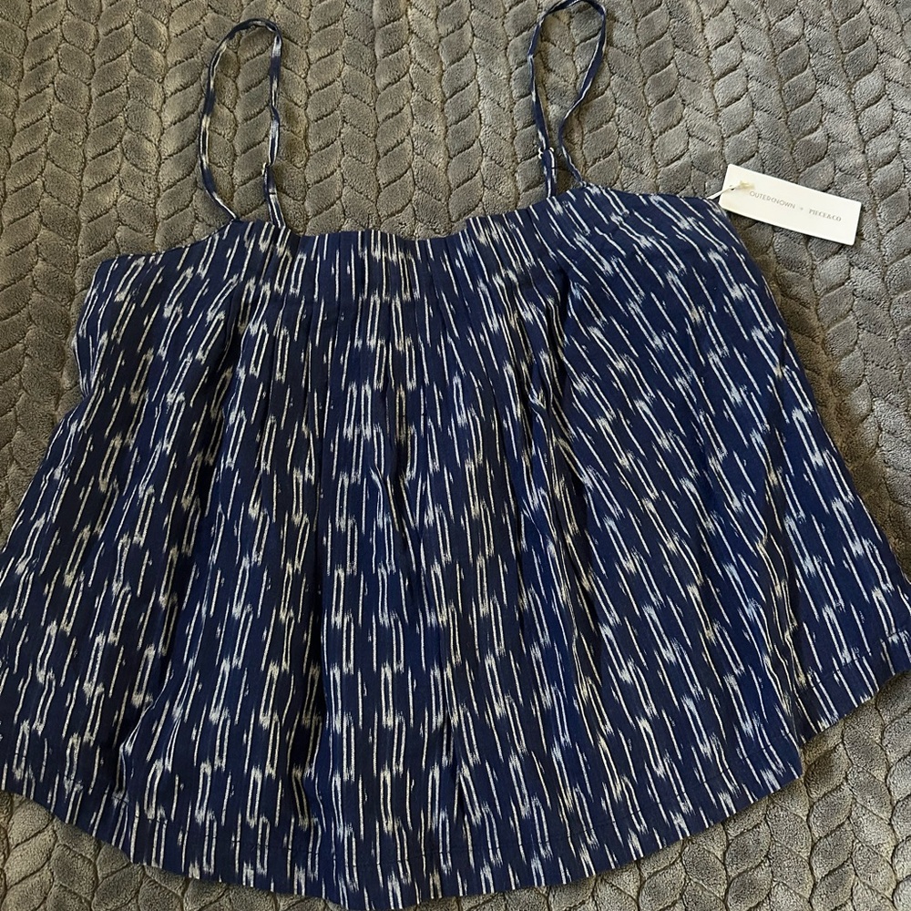 Navy Blue Patterned Women's Top